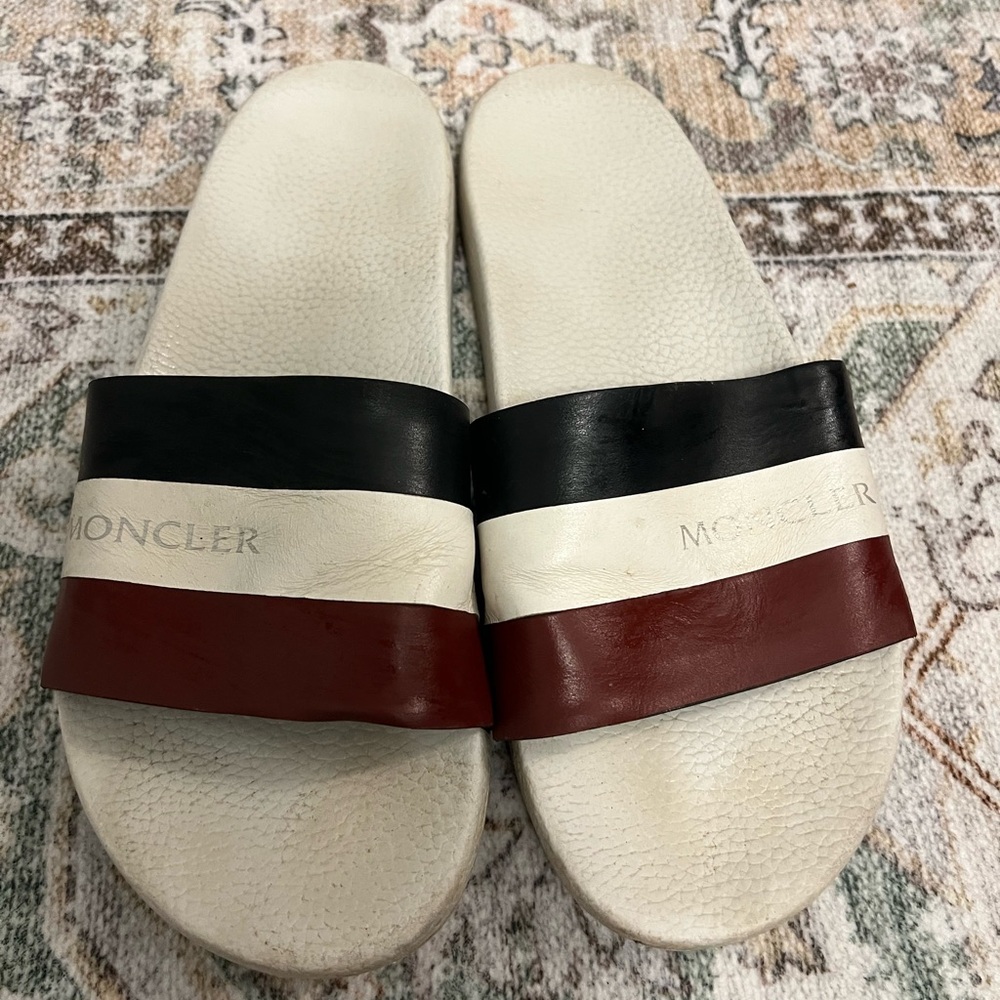 Moncler Men’s Sandals Size 12 – Red, White & Blue – Gently Worn